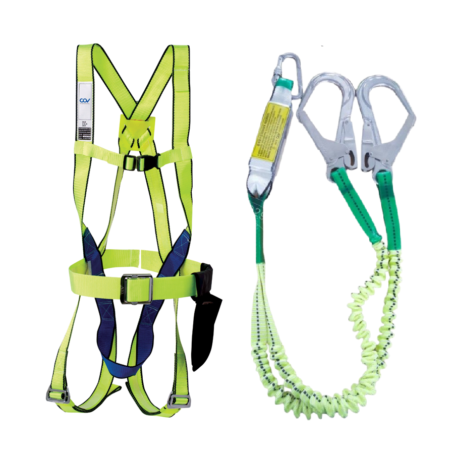 Dây an toàn toàn thân COV ST B 2 móc nhôm dây nhún (có đai bụng)